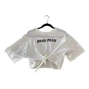 Miu Miu diamond studded tie up tee one stud missing on the back not noticeable